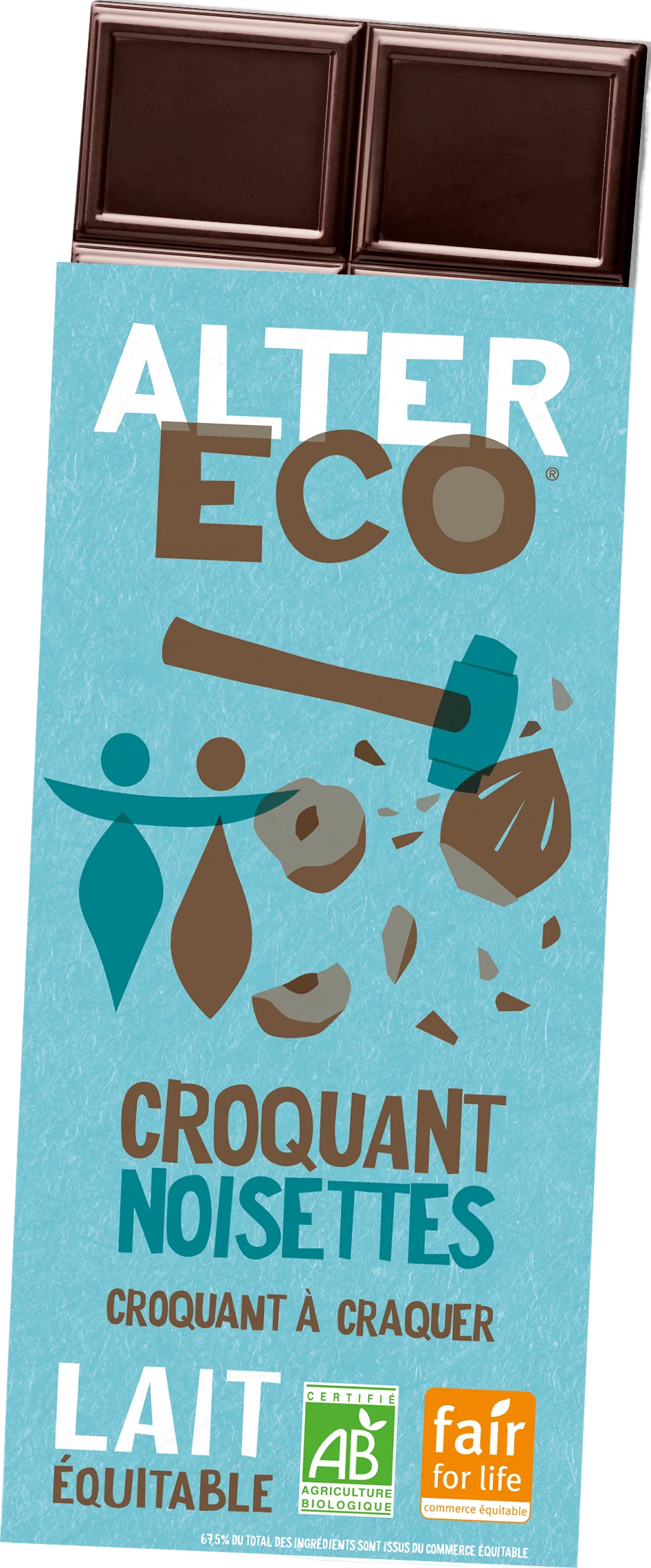 Tablette de chocolat au lait et croquant noisettes - 100g - Image 2