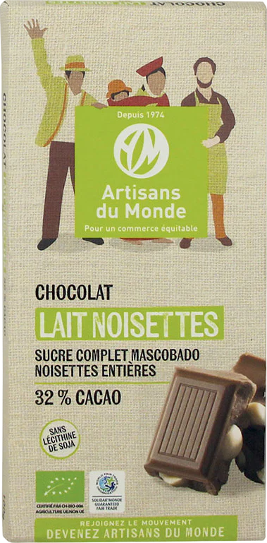 Chocolat lait noisettes bio - 100g