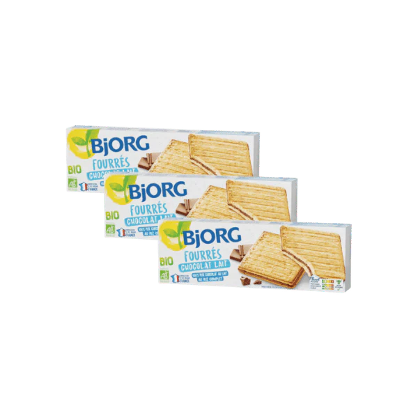 Biscuits fourrés au chocolat au lait bio - 3x225g