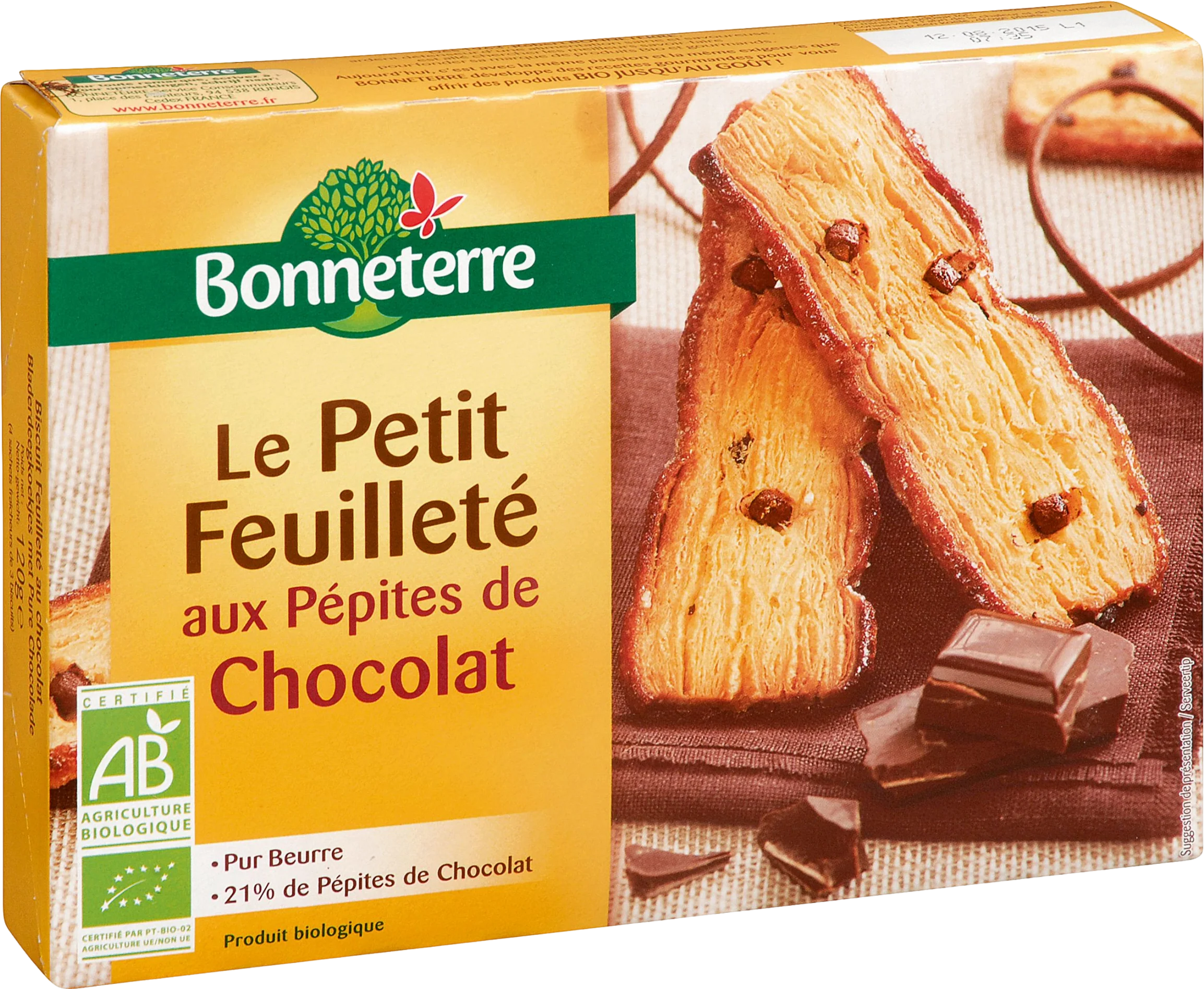 Biscuits feuilletés aux pépites de chocolat bio - 120g
