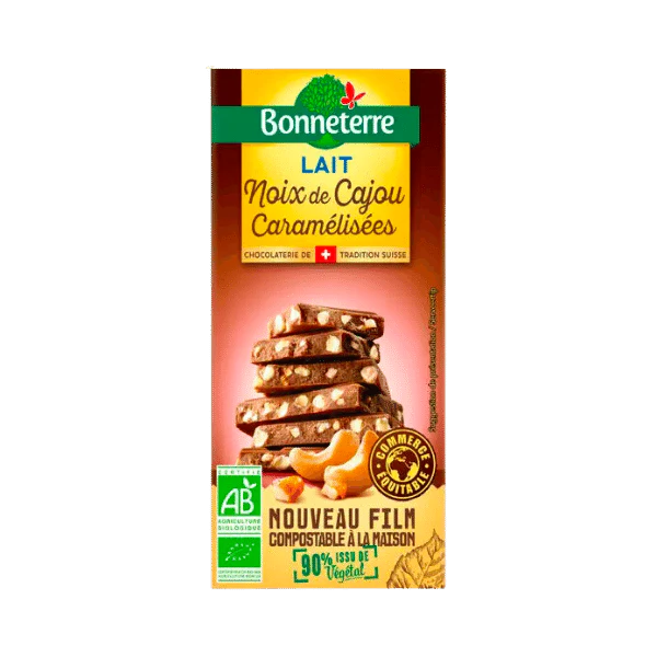 Chocolat au Lait et Noix de Cajou Caramélisées bio - 85g