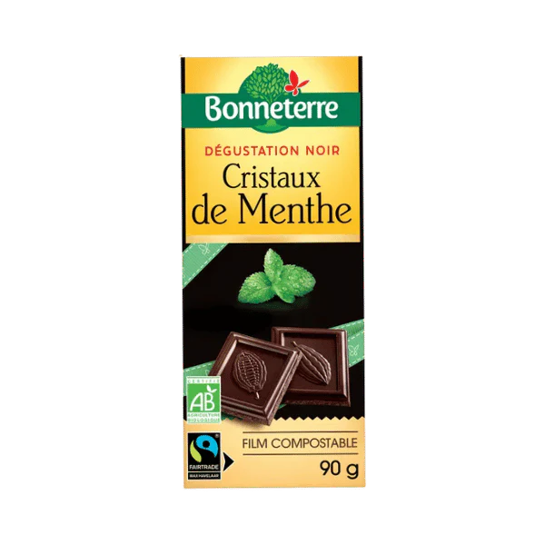 Chocolat noir aux cristaux de menthe bio - 90g