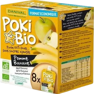 Compote pomme banane en gourde bio - 8 x 90g
