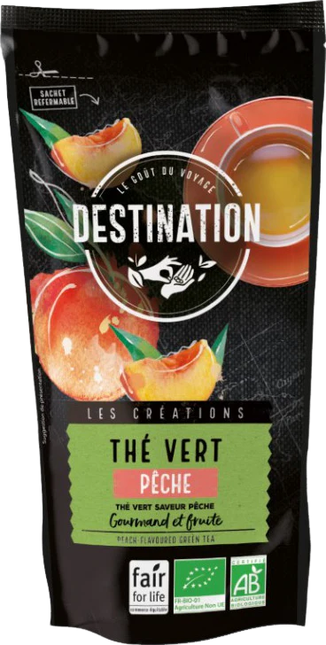 Thé vert pêche bio - 80g
