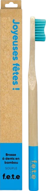 Brosse à dents en bambou souple bleue