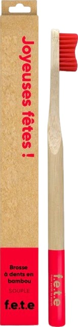 Brosse à dents en bambou souple rouge