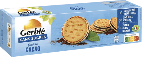 Biscuits fourrés au cacao sans sucre - 185g