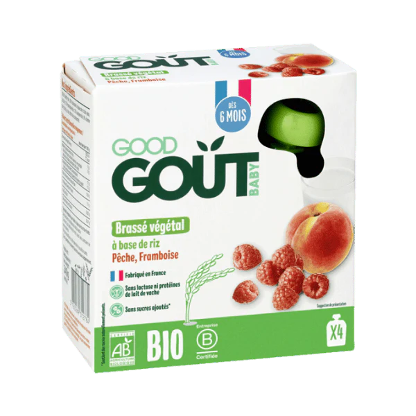 Brassé végétal riz pêche framboise bio - 4x85g