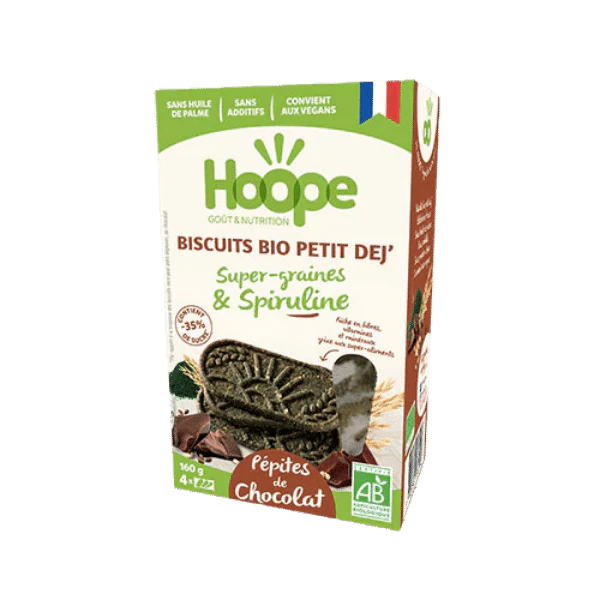 Biscuits petit déjeuner spiruIine & super graines au chocolat bio - 160g - Image 2