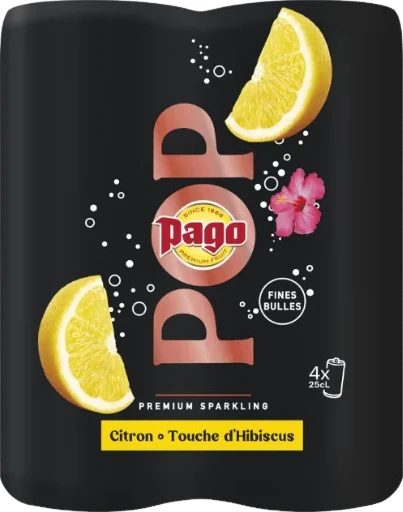 Canette de soda fines bulles citron-hibiscus - 4x25ml