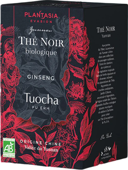 Thé noir fermenté Tuocha Ginseng bio x18 unités