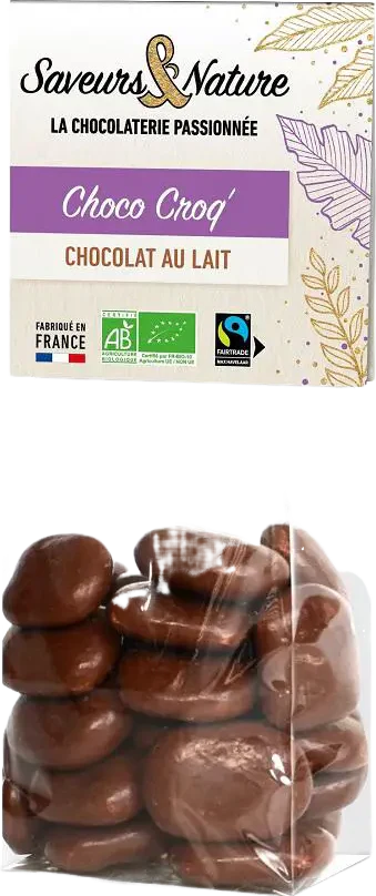 Sachet de chocolats soufflés enrobés de chocolat au lait bio - 150g - Image 2