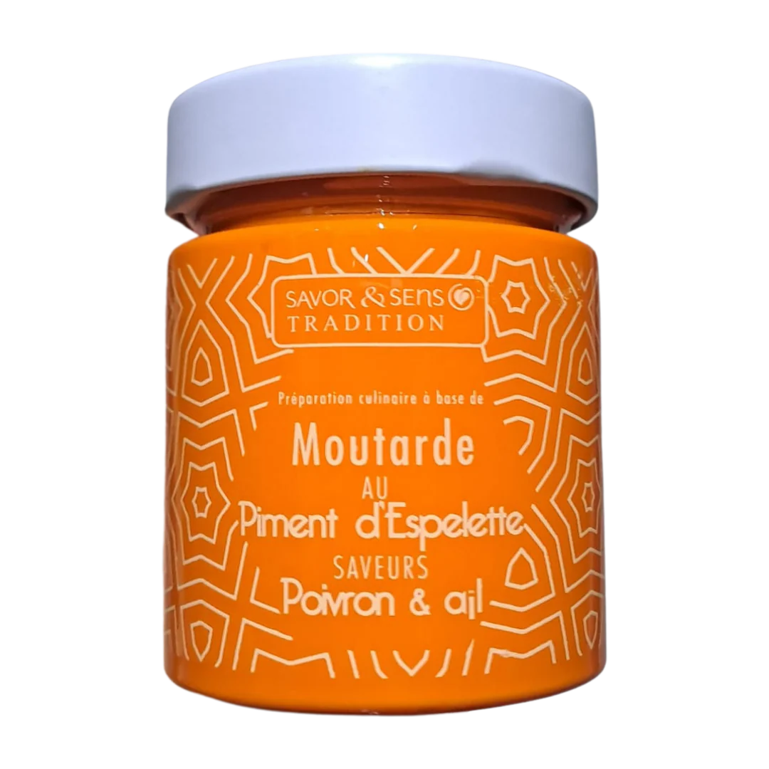 Moutarde au piment d'Espelette saveurs poivron & ail - 130g
