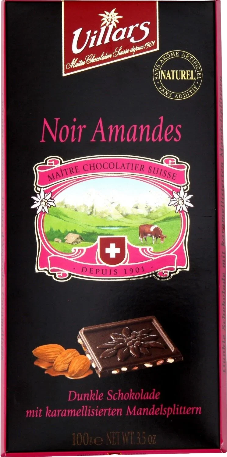 Tablette de chocolat noir amandes caramélisées - 100g